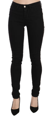 Costume National Black Embellished Mid Waist Skinny Denim Jeans -   -  Costume National.